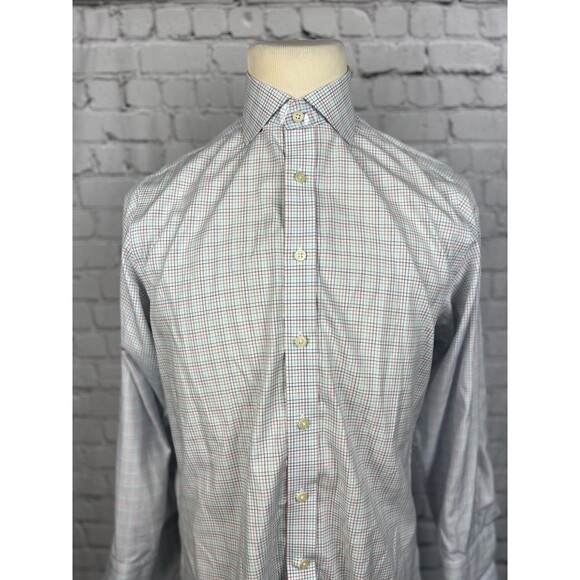 Charles Tyrwhitt Dress Shirt Men 15 1/2-32 Slim Fit French Cuff Multi Grid Check - Picture 5 of 8